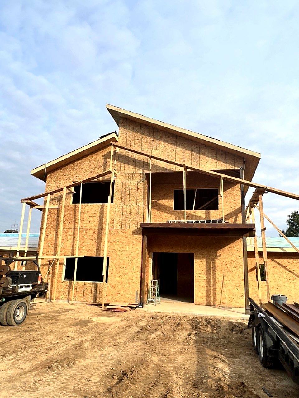 Custom home with exterior sheathing