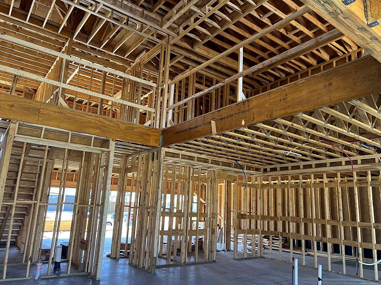 Interior framing with LVL beams